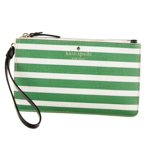 kate spade Handbags - Kate Spade | Women's Wallet | Wristlet | Kelly Green, Cream Stripes | NWT | ☘️